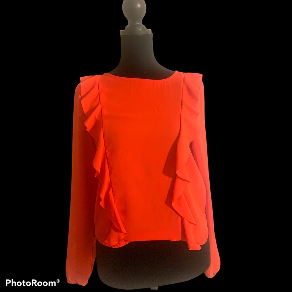 Red ruffle blouse